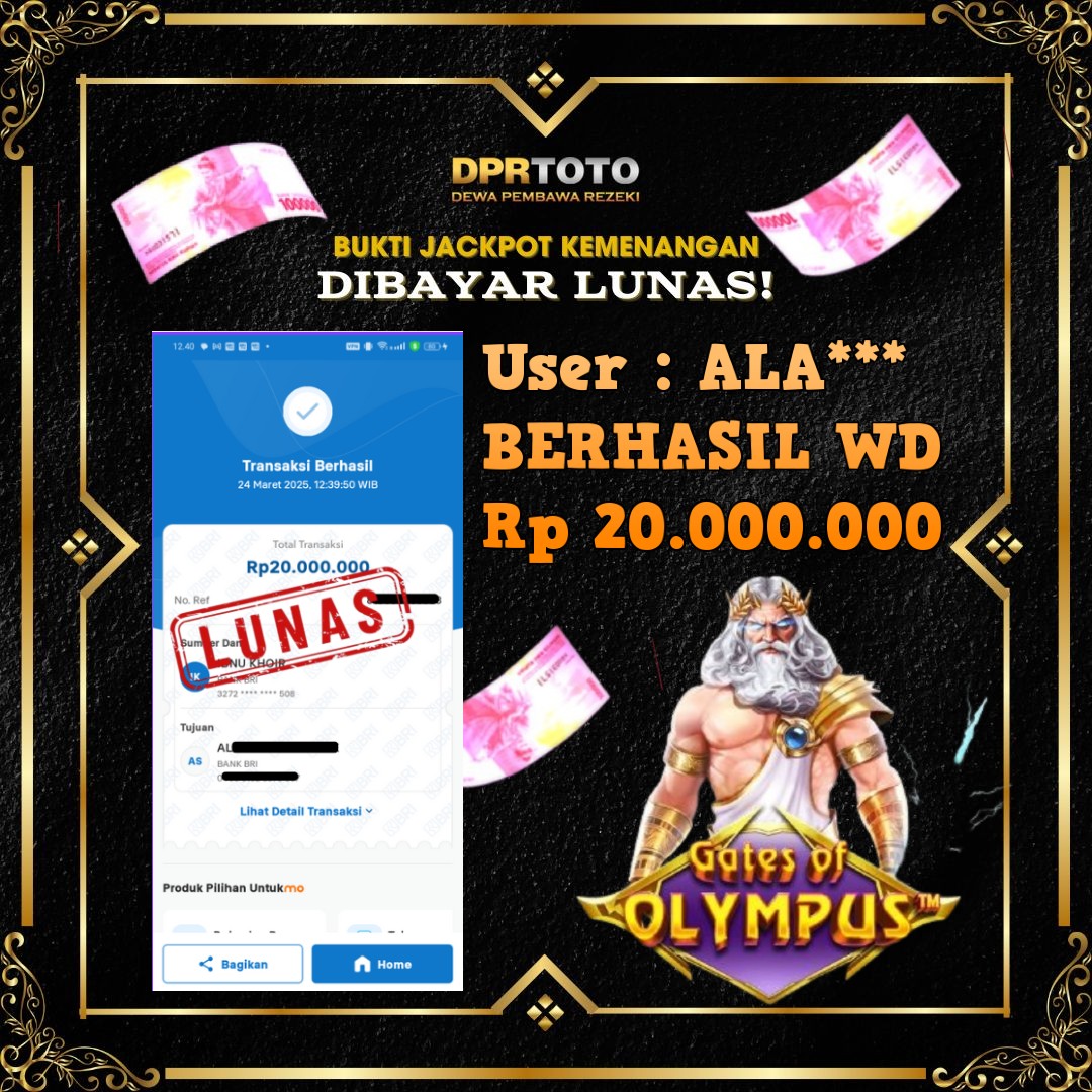 KEMENANGAN BESAR OLYMPUS WD 20.000.000 - LUNAS